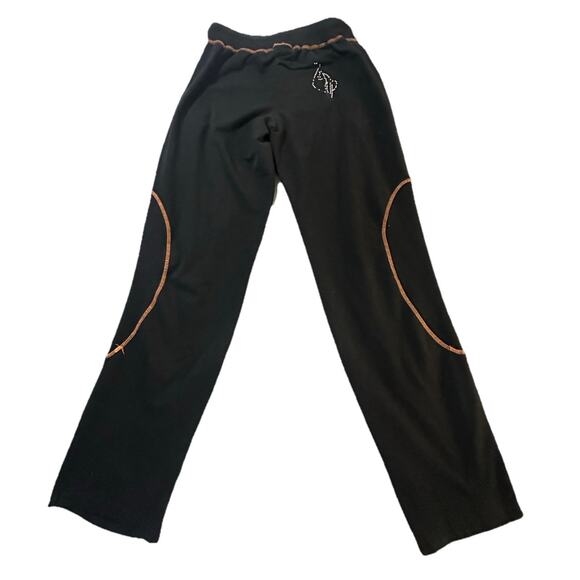 Baby Phat Authentic Y2K Black Velour Sweatpants XL Rhinestone Logo Crest - Picture 2 of 8